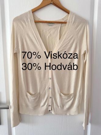 Krémový kardigan zo zmesi viskózy a hodvábu, benetton,m