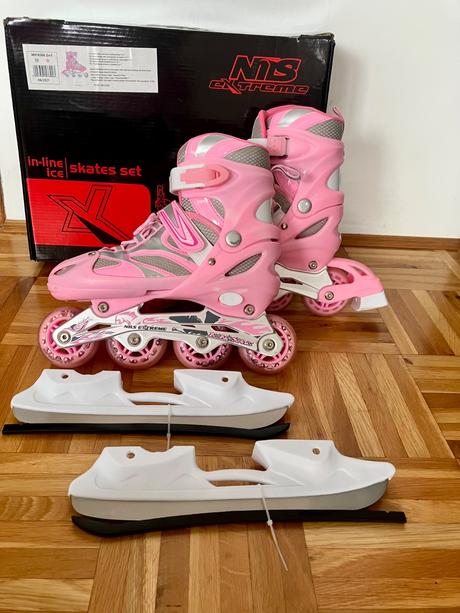 Nils extreme korčule 2 v 1 ružové v. 35-38, 35