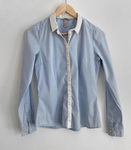 H&m slim office blúzka kontrastný biely golier s, h&m,36