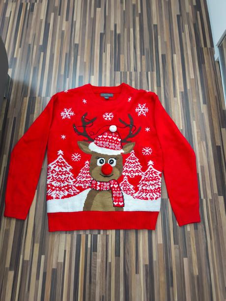 Červený vianočný sveter svietiaci 170/xs, primark,170