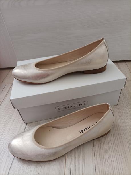 Kožené balerínky sergio bardi metalické 40, 40