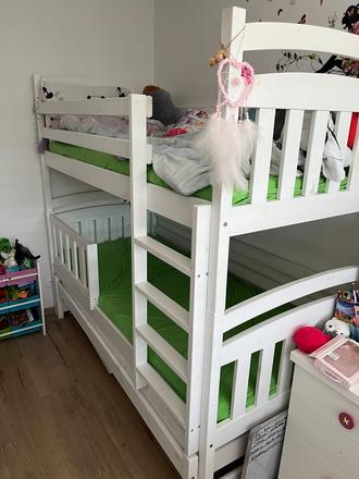 Detská masívna poschodová posteľ s prístelkou, šírka (cm): 100,dĺžka (cm): 210