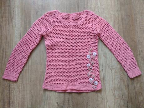 Háčkovaný pulóver/ handmade, 128