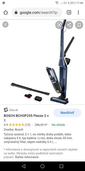Máte skúsenosti s BOSCH BCH3P255 Flexxo 2 v 1?