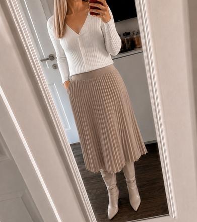 Béžová plisovaná pletená sukňa zara knit, zara,m