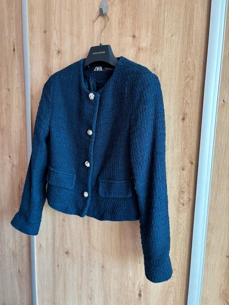 Tvídové modré sako, zara,xs