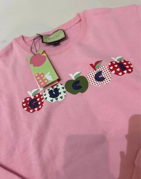 Gucci ružová bavlnená kvalitná mikina m-l, l / m