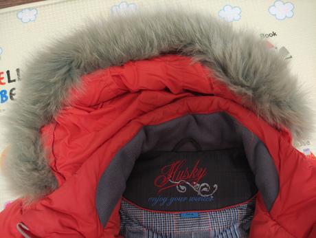 Husky bunda s husim perim tmavooranzova-docerv, husky,m