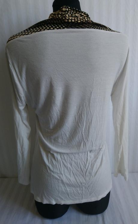 Elastický krémový top s farebným lemovaním, italy, m