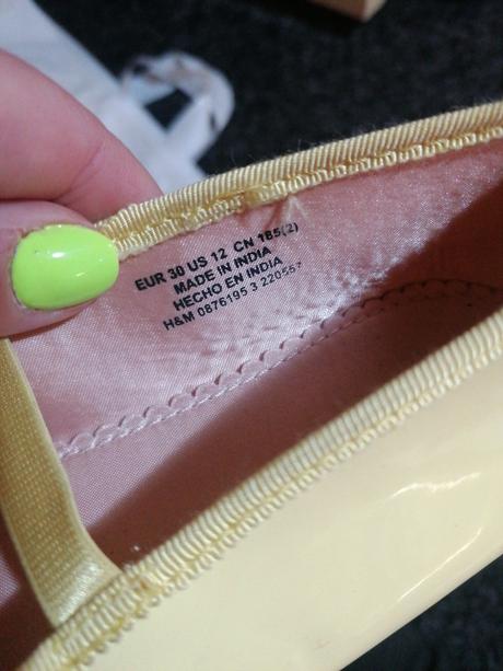 Žlté lakované balerinky, h&m,30