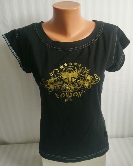 Dámsky čierny top so zlatým motívom, gwcc, s