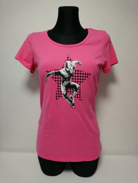 Dámsky sýto ružový bavlnený top, spidermane, m