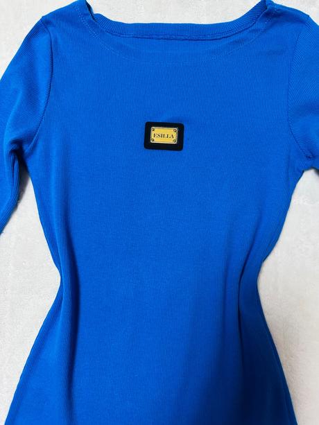 Vrúbkované modré tričko, m