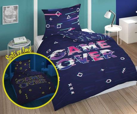 Obliečky game over svietiace 140/200, 70/80, šírka (cm): 140,dĺžka (cm): 200
