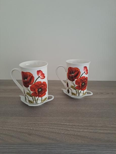 Šálka poppies 2 ks s podšálkou, 