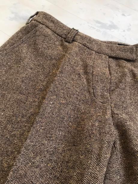 Tvídové široké nohavice s manžetami, 36