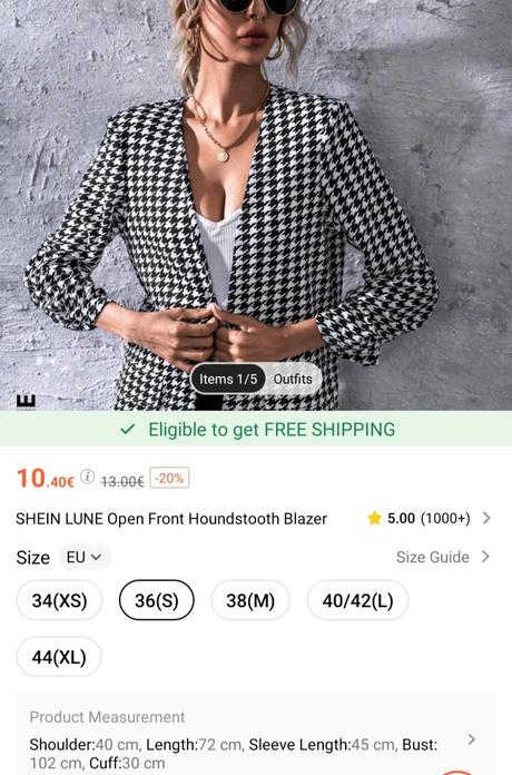 Pepitové sako38, 38