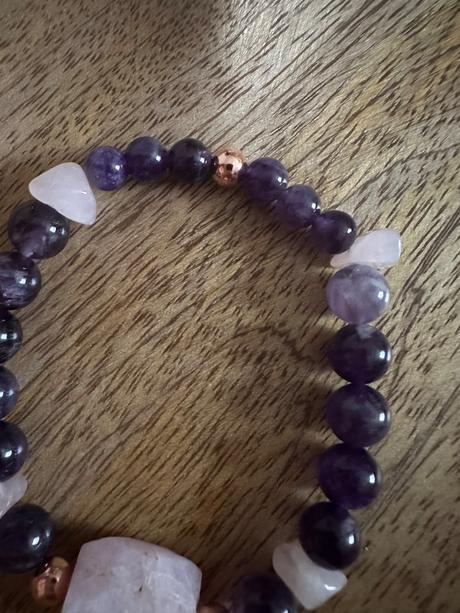 Náramok ochrany a lásky (ametyst+kunzit+ruženín),