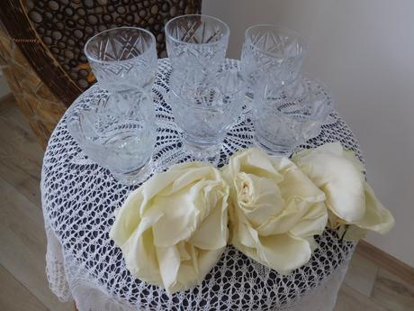 Bohémia brúsené sklo -6 kusov top top stav,, 