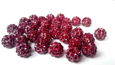 Korálky shamballa - tmavo červené 10 mm, 