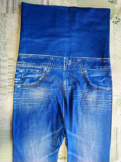 Dámske modré slim jeggingsy, vysoký pás, s/m, m