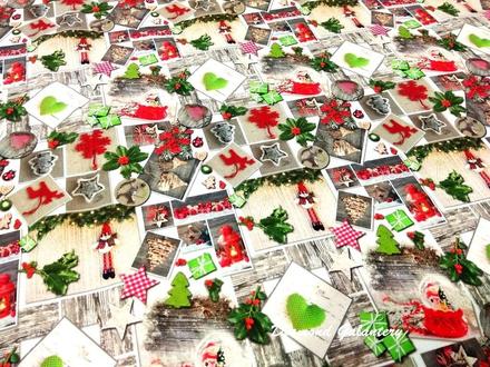 Bavlna digi tlač - vianočný patchwork - cena za 10, 
