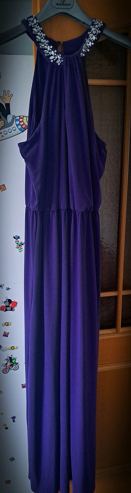 Fialové dlhé šaty, f&f,42