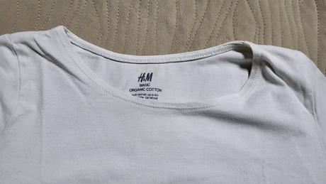 Biele tricko dlhý rukáv velk. 134/140, h&m,134