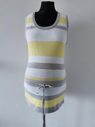 Tehotenská biela / žltá /sivá pletená vesta, m