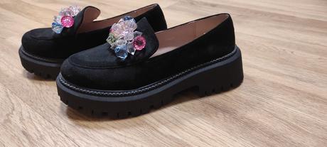 Čierne topánky s kamienkami, 38