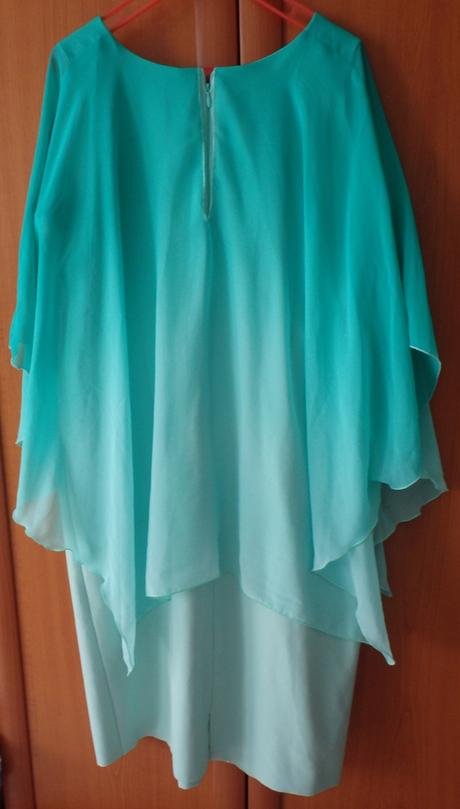 Spoločenské šaty mätové s pelerínkou, v. 44/46, xl, xl