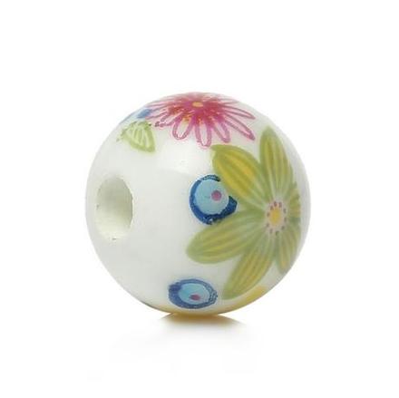 Keramická korálka 10 mm - kvietok , 