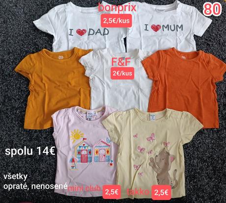 Tričká krátky rukáv veľ. 80, 80