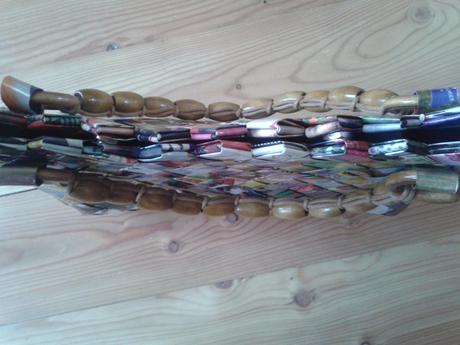 Kabelka z papiera , farebna s drevennou rúčkou - 7,