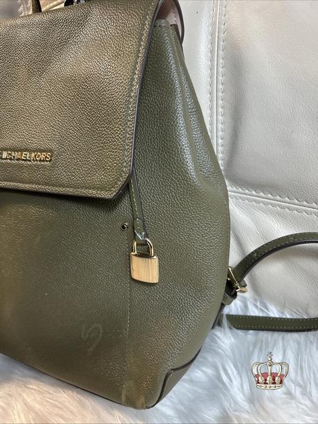Kožený ruksak, batoh michael kors hayes khaki, michael kors