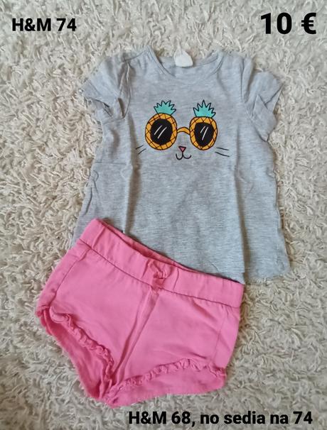 Tričko h&m 74 a kraťasky h&m 68, no sedia na 74, h&m,74