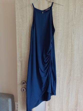 Tmavomodré asymetrické šaty, s