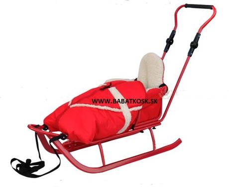 Detské sánky + fusak polohovatelná červené polohov,