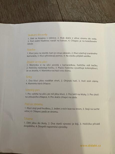 Didaktické kartičky (nebezpečné situácie),