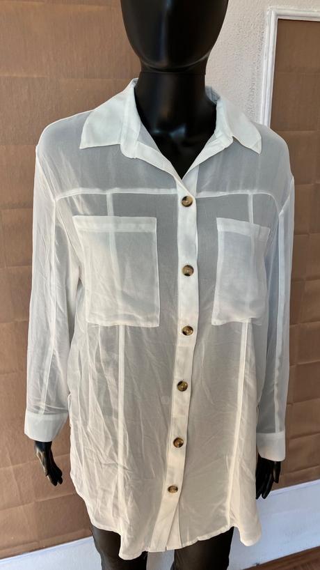 Dámska biela priesvitná blúzka bershka (26), bershka,s