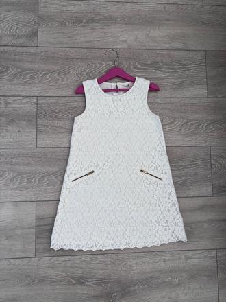 Biele bavlnené letné šaty s čipkou h&m 122 /128, h&m,128