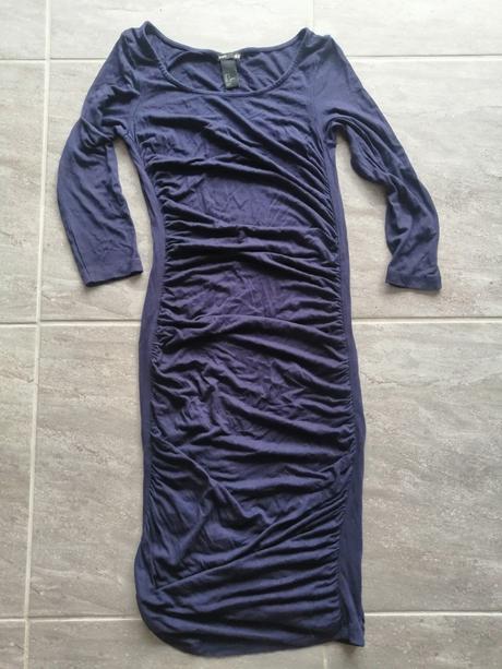 Tmavomodré šaty z viskóz. úpletu,v158-164,xs-s, h&m,158