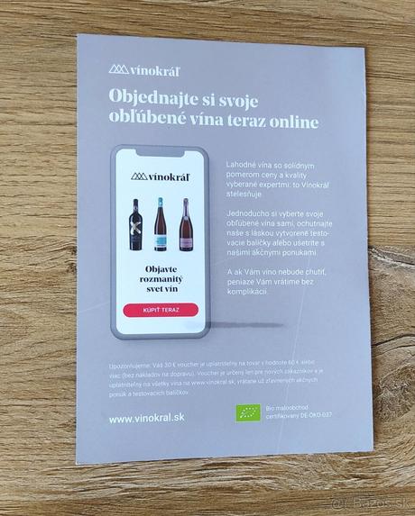 Kupón na víno v hodnote 40 eur, 