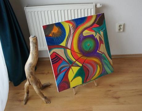 Ručne maľovaný abstraktný obraz (akryl, plátno), 