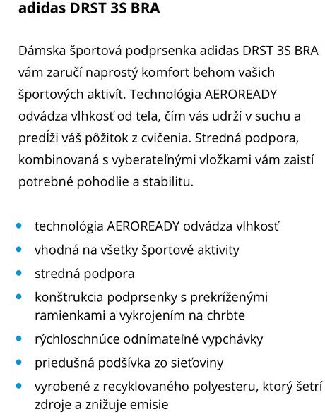 Podprsenka zn. adidas, adidas,xs