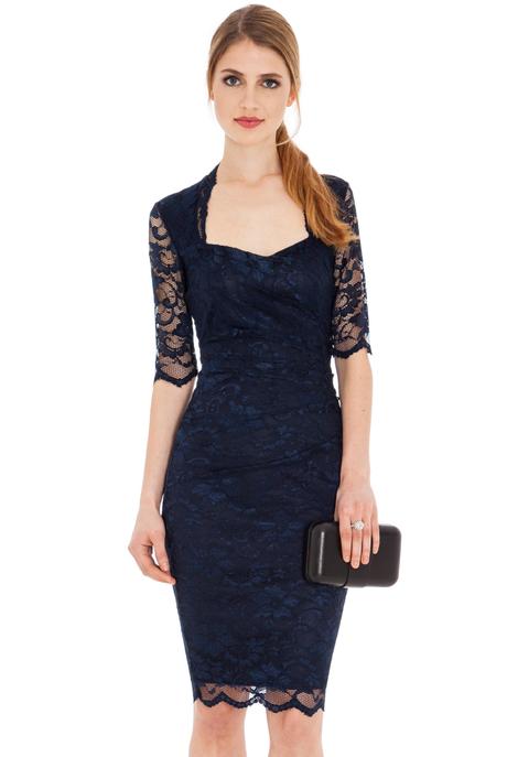 Tmavomodre cipkovane saty, s