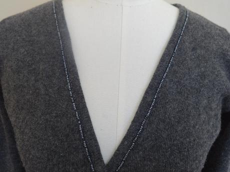 Sivý svetrík vlna a hodváb, s