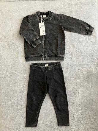 Súprava bunda a legíny s imitáciou rifloviny veľ.8, lindex,86