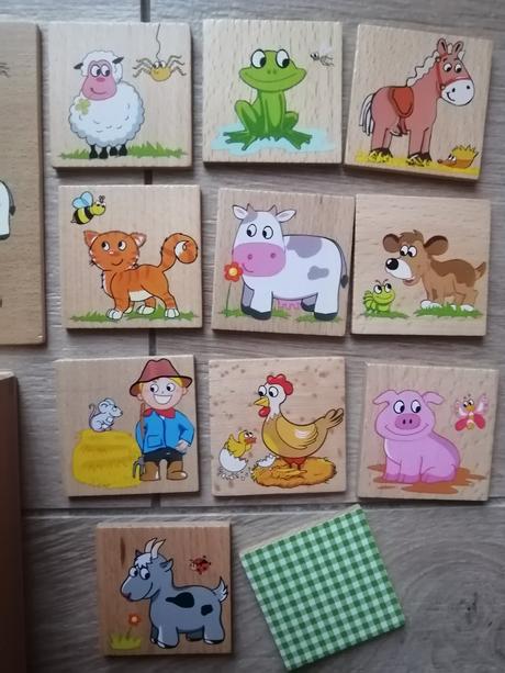 Drevené pexeso na farme v krabičke,