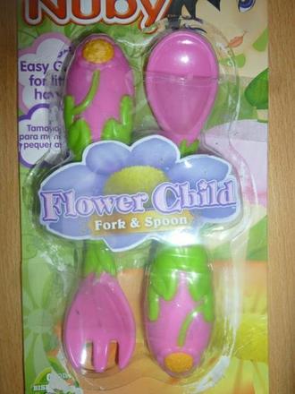 Nuby flower child suprava - lyzicka s vidlickou,